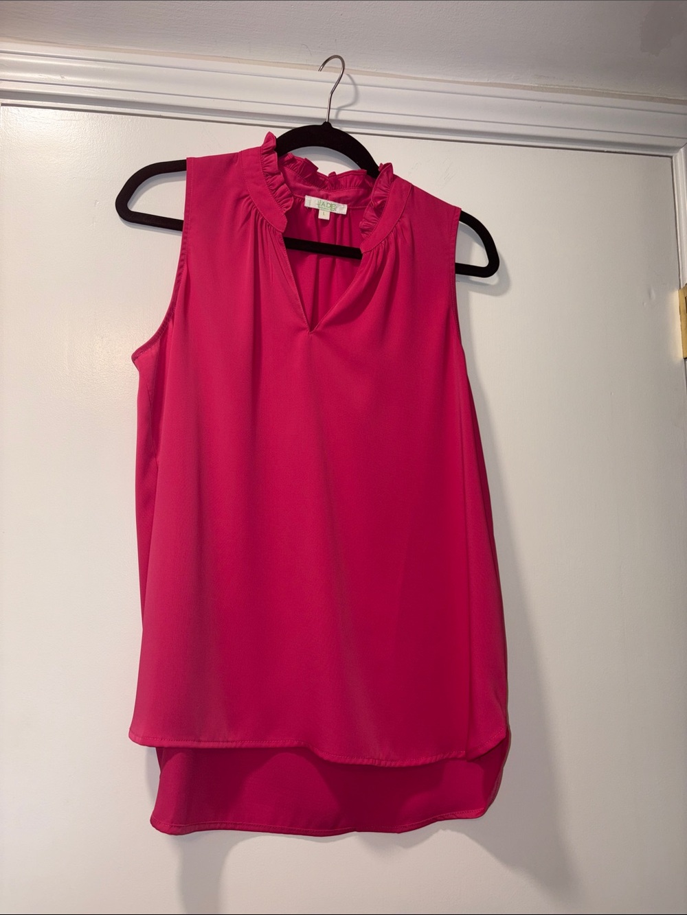 Ruffled V-Notch Sleeveless Camisole - Hot Pink